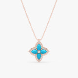 Turquoise & Lab Grown Diamond Clover Necklace, Eirlys