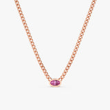 solid rose gold miami cuban chain pink sapphire necklace