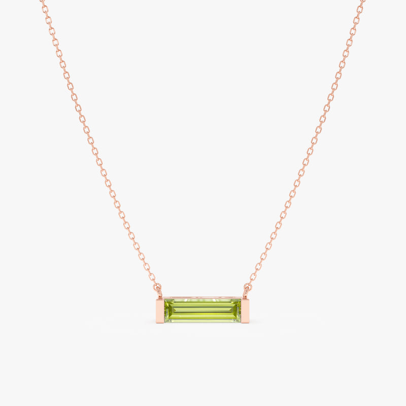 Natural Baguette Peridot Necklace, Vix