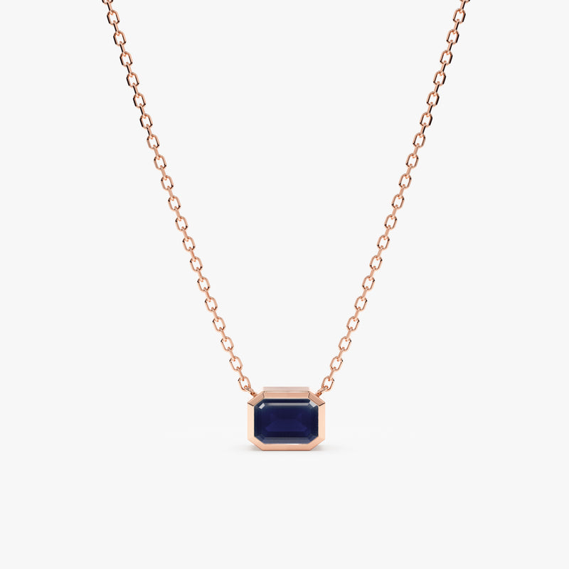 handcrafted rose gold natural blue sapphire pendant necklace