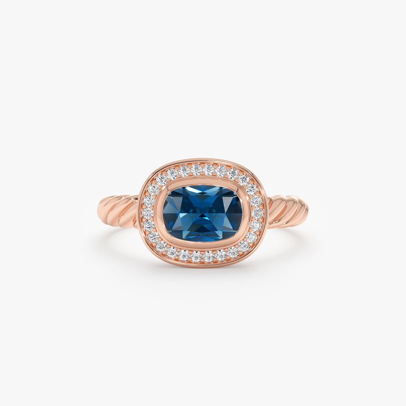 Natural London Blue Topaz & Diamond Ring, Faelina