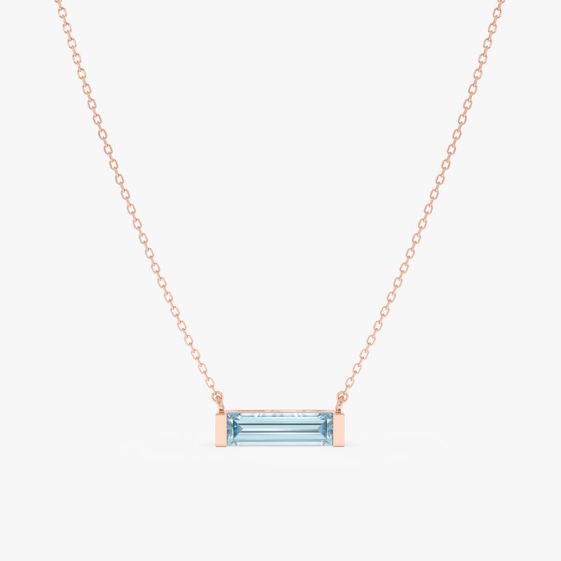 Natural Baguette Aquamarine Necklace, Vix