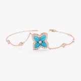 Turquoise Flower Bracelet, Lab Grown Diamond, Eirlys
