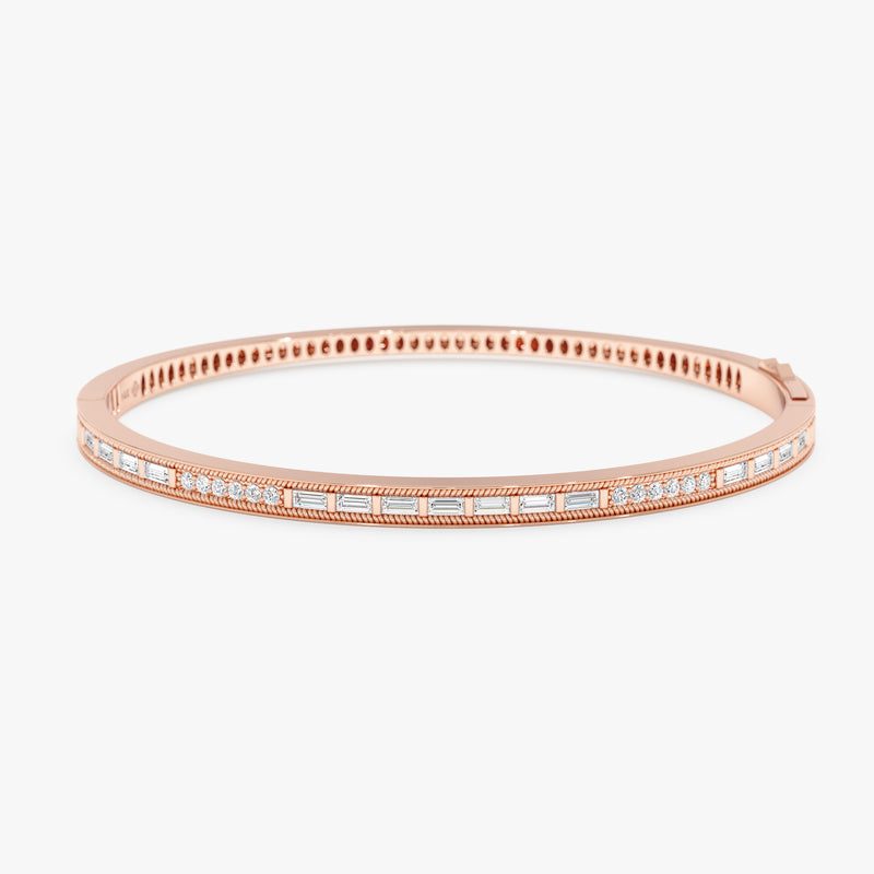 Lab Grown Baguette and Round Diamond Bangle, Vaila