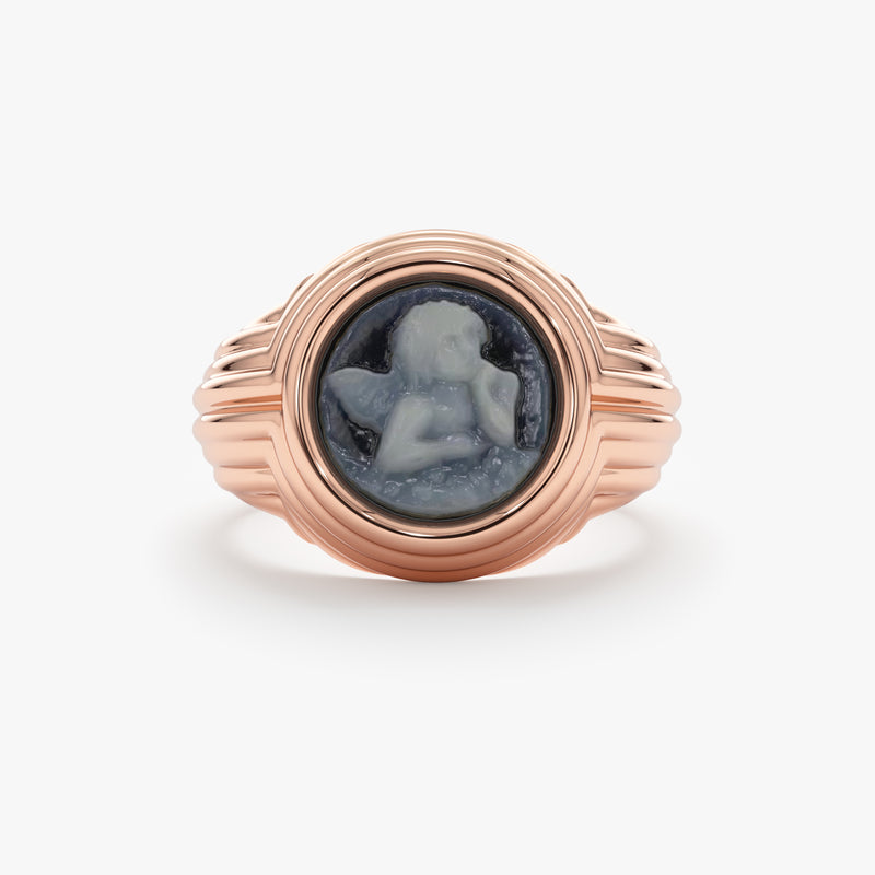 blue angel on rose gold band