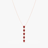 Coral Pear Cabochon Lariat Necklace, Wisteria