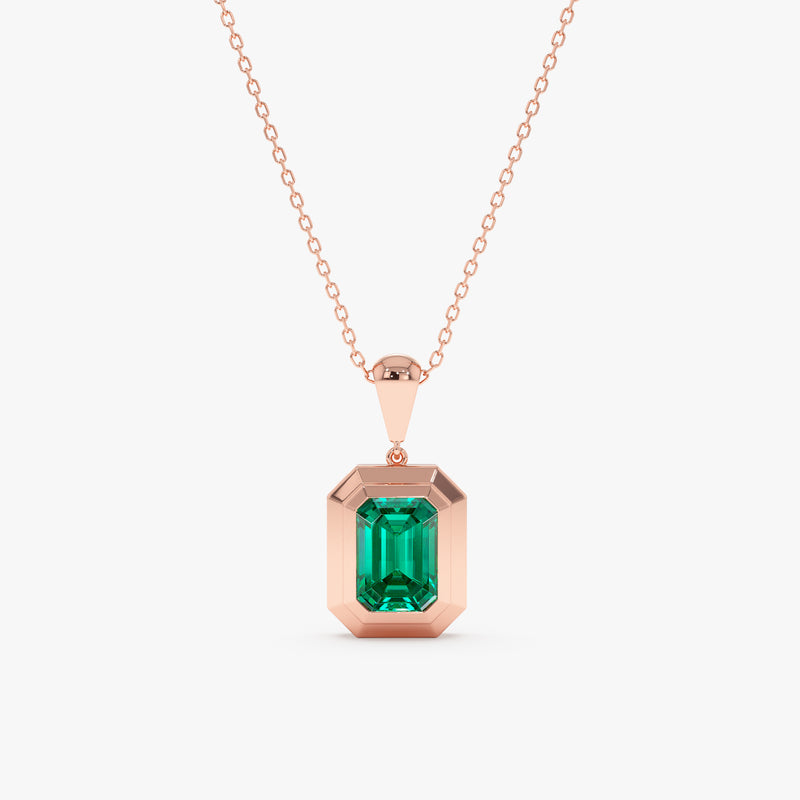 Emerald Octagon Pendant, Aureva