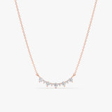 handcrafted 14k solid rose gold natural diamond curved bar necklace 