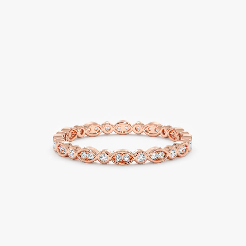rose gold petite full eternity with april birthstone white diamonds