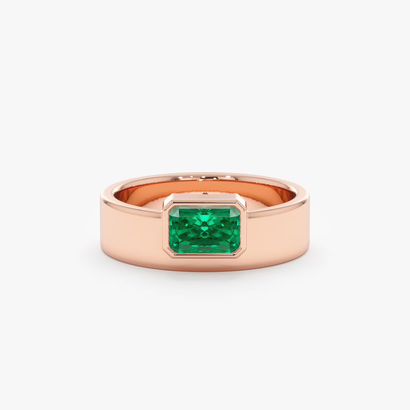 18k rose gold may birthstone emerald band