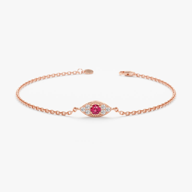 rose gold red ruby eye protection bracelet