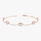 Emerald Cut Lab Diamond Station Bracelet, Evaloria