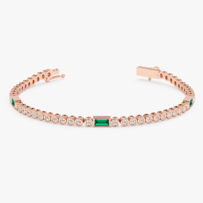 Lab Grown Diamond and Emerald Tennis Bracelet, Ravynna