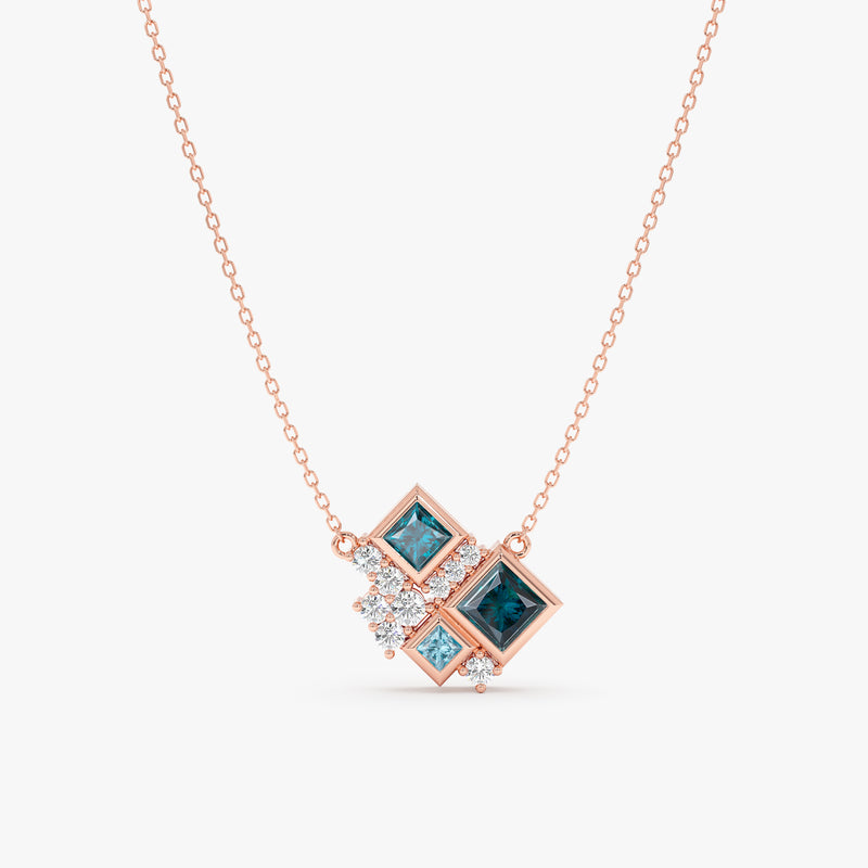 Cluster Blue Topaz Necklace, Fenice