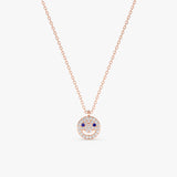 Happy face with diamond smile and blue sapphire eyes  – solid gold necklace.