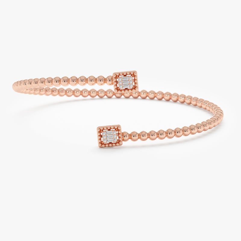 Rose Gold Ball Bangle with 
Natural White Diamonds