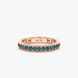 14k rose gold teal sapphire eternity ring for her 