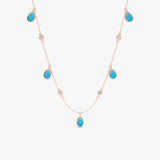 Turquoise & Diamond Dangle Station Necklace, Caelia