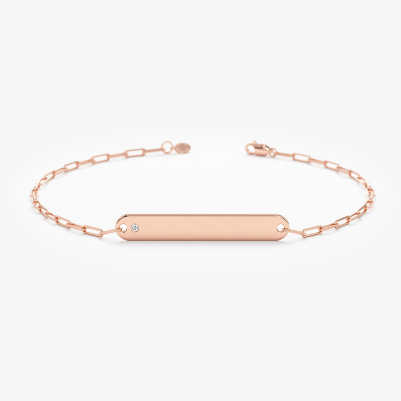 Diamond Paperclip Bracelet in Rose Gold