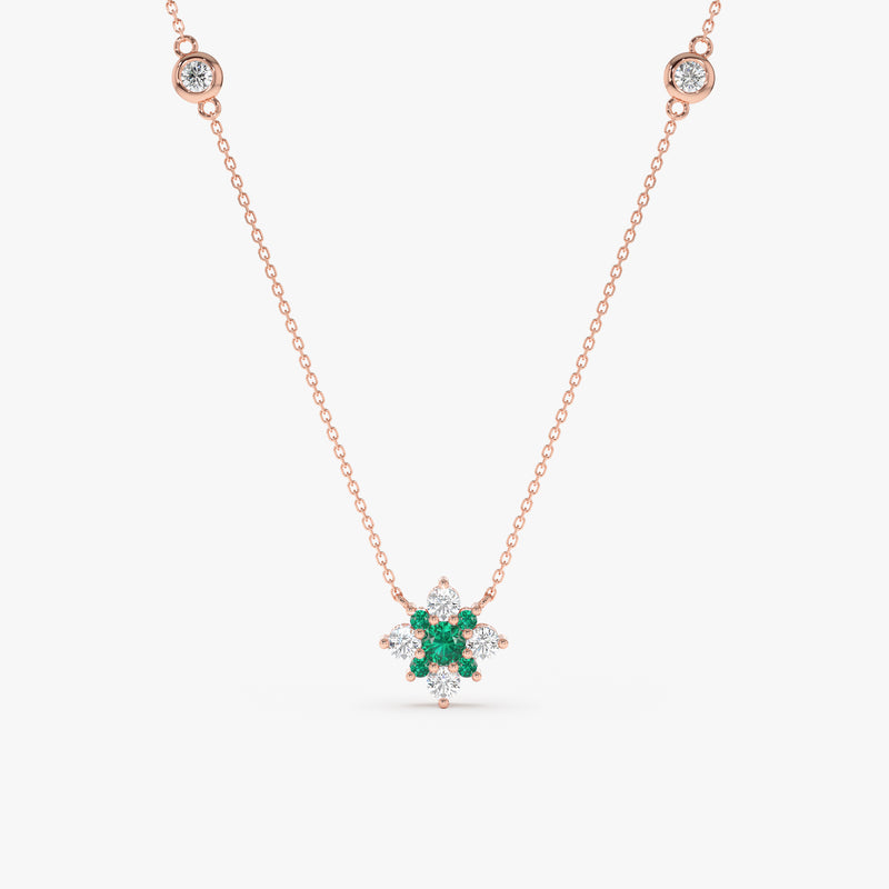 Emerald Diamond Clover Necklace, Deborah