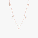 solid rose gold diamond lightning bolt charms necklace