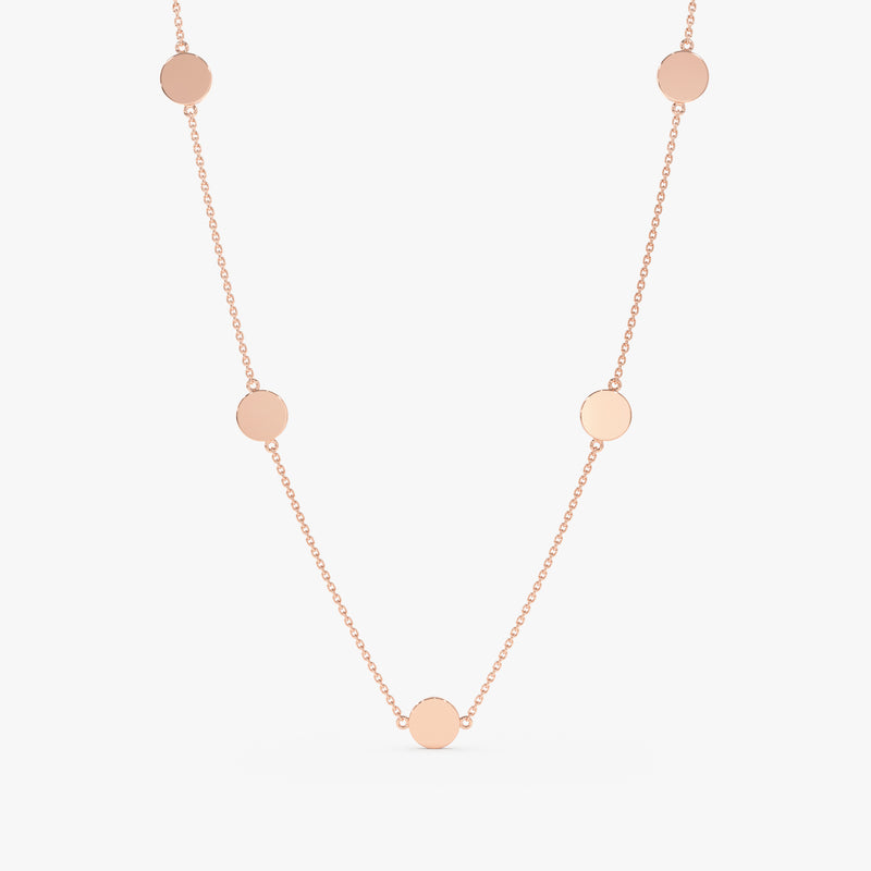 14k rose gold mini discs necklace 
