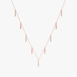 14k rose gold multiple diamond bar necklace 