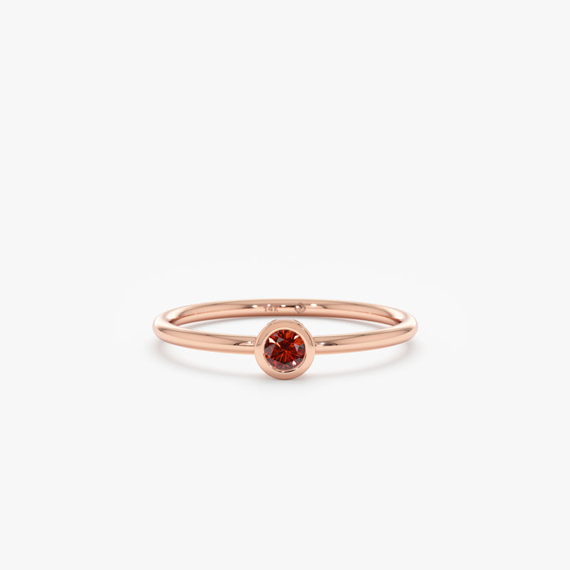 rose gold  bezel set garnet