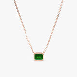 rose gold octagon cut emerald pendant necklace