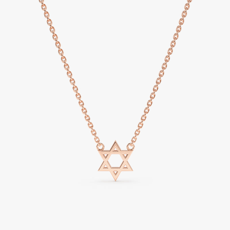 solid rose gold star of david pendant necklace