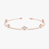 Natural diamond by the yard bracelet crafted in solid rose gold.