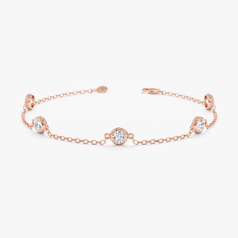Natural diamond by the yard bracelet crafted in solid rose gold.