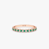 rose gold half eternity green gemstone band