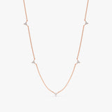 14k solid rose gold natural diamond station necklace