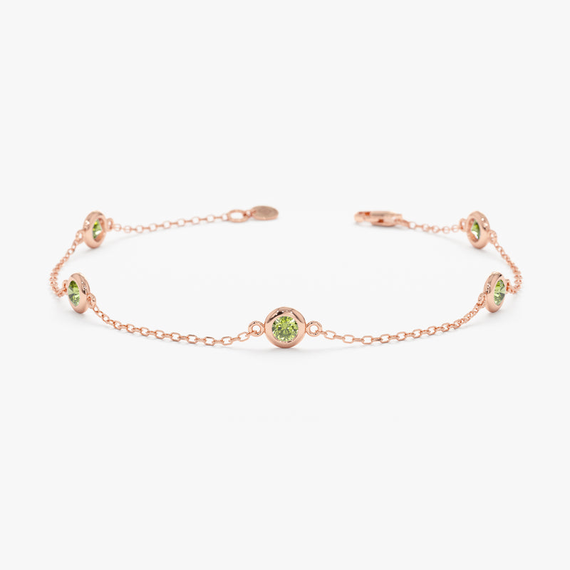 rose gold peridot station necklace