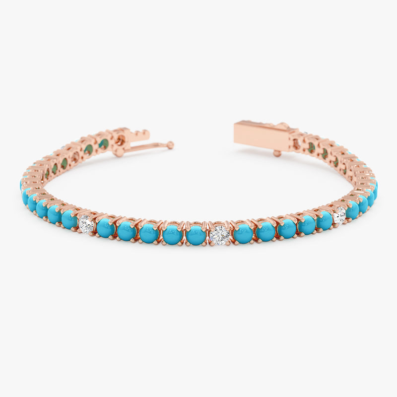 Turquoise and Lab Diamond Tennis Bracelet, Yelaina