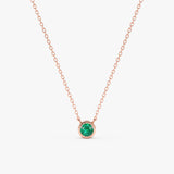 Natural Round Emerald Pendant in Rose Gold