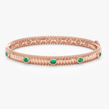 14k Gold Ribbed Emerald Bangle, Melina