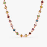 Bezel Set Gemstone Necklace in Rose Gold