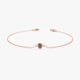 solid rose gold black diamond bezel set bracelet