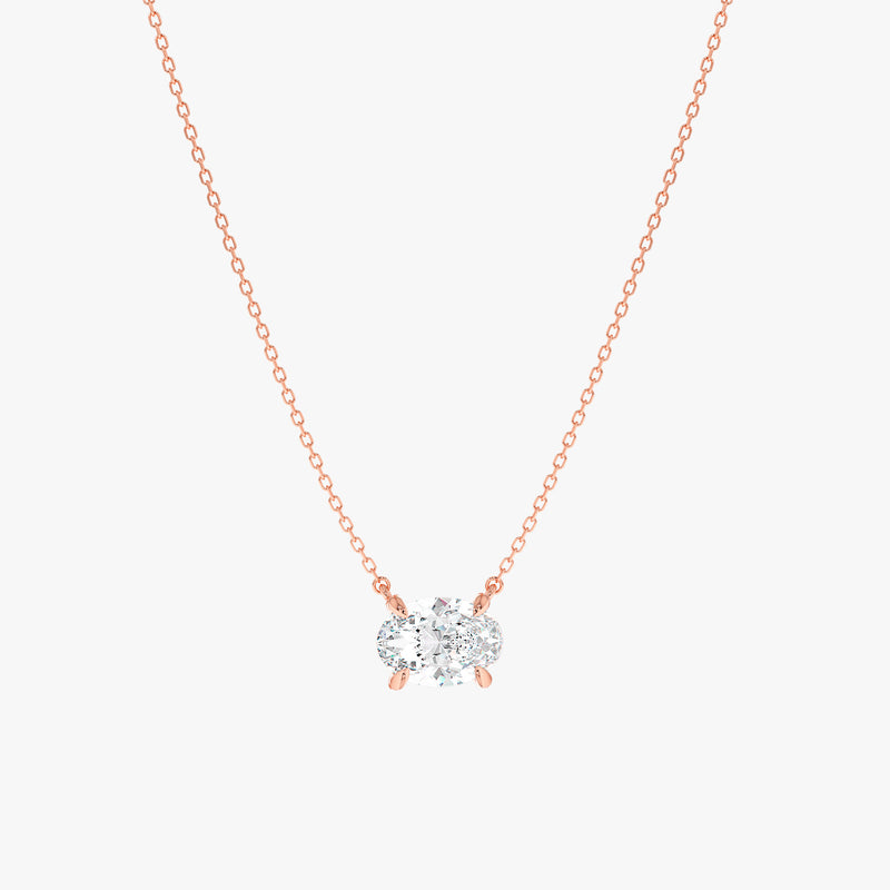 1ct Lab Grown Oval Diamond Solitaire Necklace, Neris