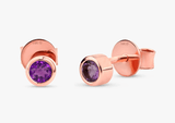 14k rose gold amethyst bezel stud