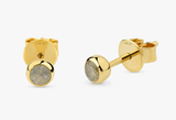 Handmade Solid Gold Labradorite Studs
