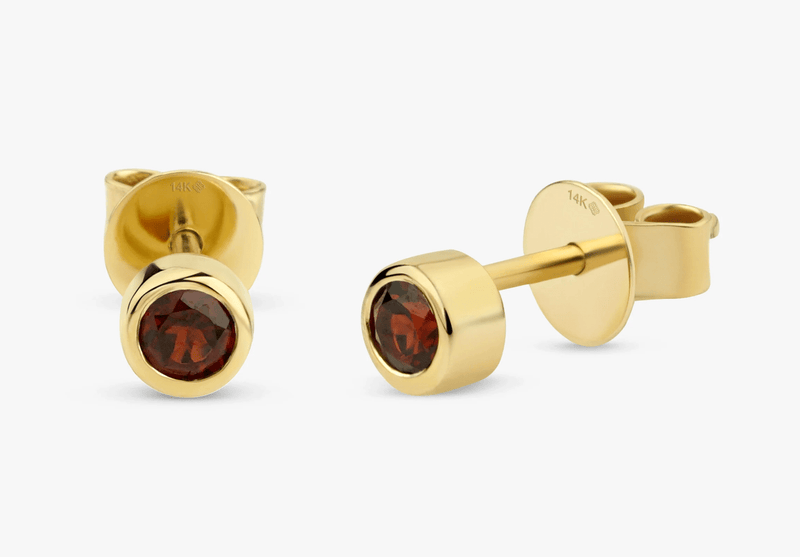 Garnet Birthstone Bezel Studs