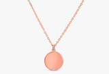 engravable rose gold disc pendant with single natural diamond