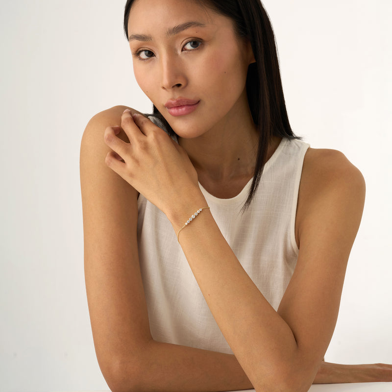 Graduated Lab Grown Diamond Bracelet, Bar Bracelet, Lunara