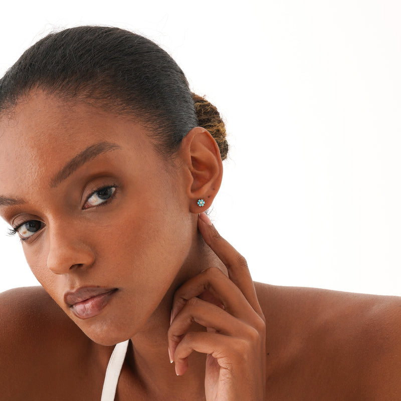 Petite Turquoise Flower Studs, Velisse
