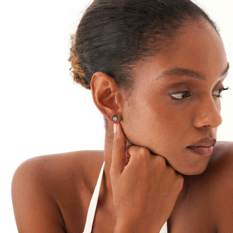 Petite Turquoise Flower Studs, Velisse
