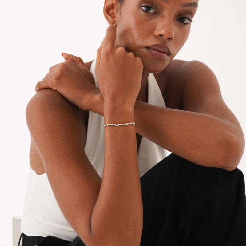 Lab Grown Diamond and Emerald Tennis Bracelet, Ravynna