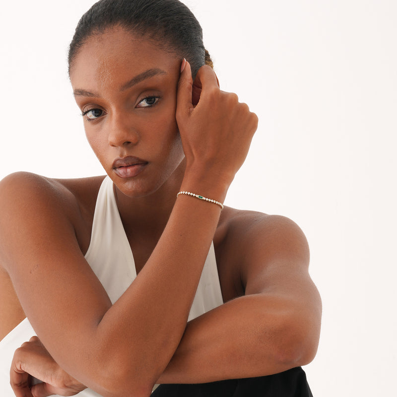 Lab Grown Diamond and Emerald Tennis Bracelet, Ravynna